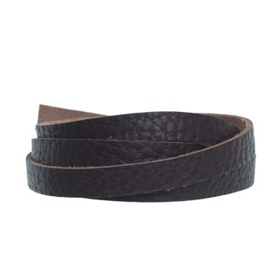 Wide buffalo leather strap, 10 mm x 1.8 mm, length 1 m, dark brown 