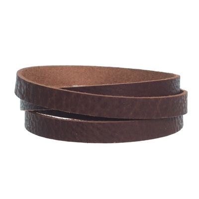 Wide buffalo leather strap, 10 mm x 1.8 mm, length 1 m, medium brown 