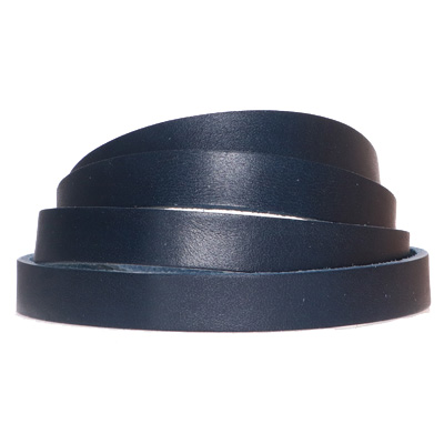 Leather strap, 10 x 2 mm, length 1 m, dark blue 