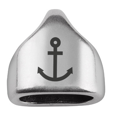 End cap with engraving "Anchor", 13 x 13.5 mm, silver-plated, suitable for 5 mm sail rope 