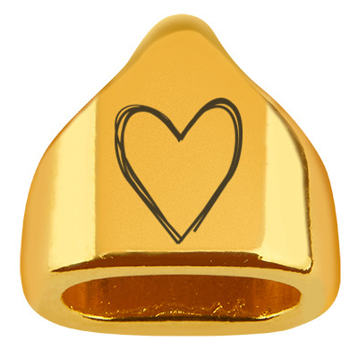 End cap with engraving "Heart", 13 x 13.5 mm, gold-plated, suitable for 5 mm sail rope 