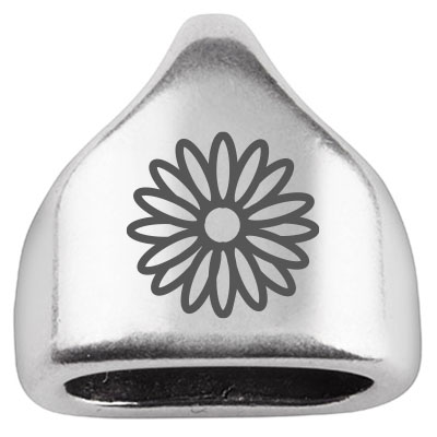 End cap with engraving "Flower", 13 x 13.5 mm, silver-plated, suitable for 5 mm sail rope 