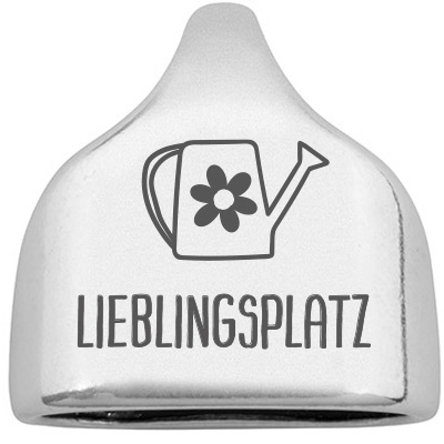 Eindkapje met gravure "Lieblingsplatz", 22,5 x 23 mm, verzilverd, geschikt voor 10 mm zeiltouw 