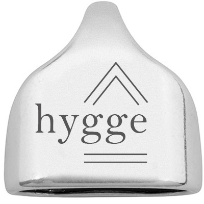 Embout avec gravure "Hygge", 22,5 x 23 mm, argenté, convient pour corde à voile de 10 mm 