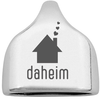 Endkappe mit Gravur "Daheim", 22,5 x 23 mm, versilbert, geeignet für 10 mm Segelseil 