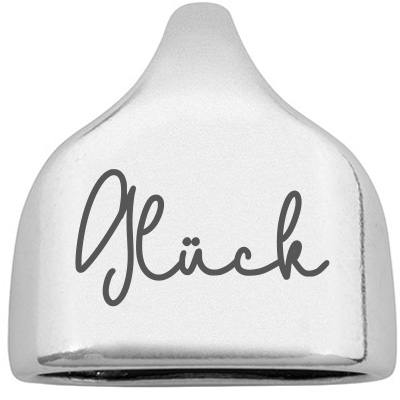 End cap with engraving "Glück", 22.5 x 23 mm, silver-plated, suitable for 10 mm sail rope 