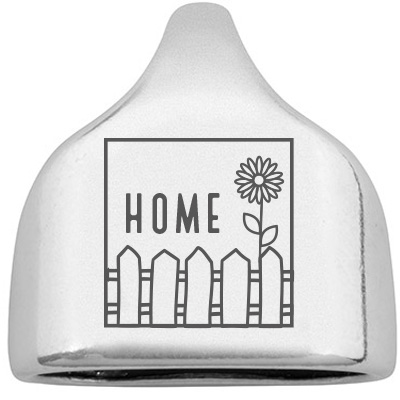 End cap with engraving "Home", 22.5 x 23 mm, silver-plated, suitable for 10 mm sail rope 