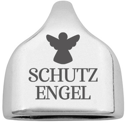 End cap with engraving "Guardian Angel", 22.5 x 23 mm, silver-plated, suitable for 10 mm sail rope 