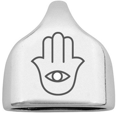 End cap with engraving "Hamsa", 22.5 x 23 mm, silver-plated, suitable for 10 mm sail rope 