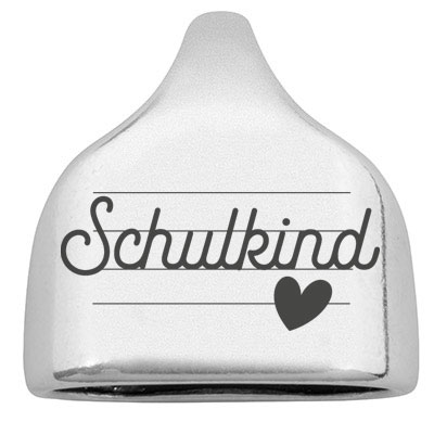 End cap with engraving "Schoolchild", 22.5 x 23 mm, silver-plated, suitable for 10 mm sail rope 