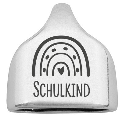End cap with engraving "Schoolchild", 22.5 x 23 mm, silver-plated, suitable for 10 mm sail rope 