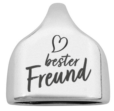 Eindkap met gravure "Best Friend", 22,5 x 23 mm, verzilverd, geschikt voor 10 mm zeiltouw 