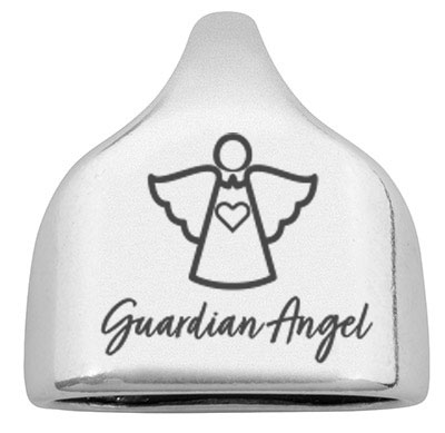Eindkap met gravure "Guardian Angel", 22,5 x 23 mm, verzilverd, geschikt voor 10 mm zeiltouw 
