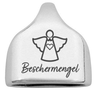 Embout avec gravure "Beschermengel", 22,5 x 23 mm, argenté, convient pour corde à voile de 10 mm 