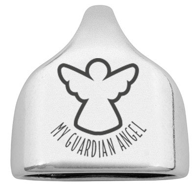 End cap with engraving "My Guardian Angel", 22.5 x 23 mm, silver-plated, suitable for 10 mm sail rope 