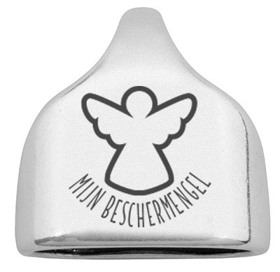 End cap with engraving "Mijn Beschermengel", 22.5 x 23 mm, silver-plated, suitable for 10 mm sail rope 