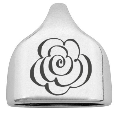 End cap with engraving "Flower", 22.5 x 23 mm, silver-plated, suitable for 10 mm sail rope 