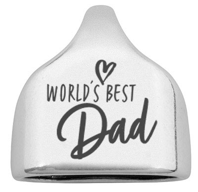Eindkap met gravure "World's Best Dad", 22,5 x 23 mm, verzilverd, geschikt voor 10 mm zeiltouw 