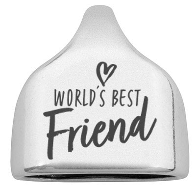 Eindkap met gravure "World's Best Friend", 22,5 x 23 mm, verzilverd, geschikt voor 10 mm zeiltouw 