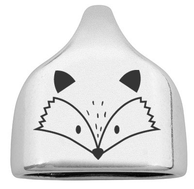 End cap with engraving "Fox", 22.5 x 23 mm, silver-plated, suitable for 10 mm sail rope 