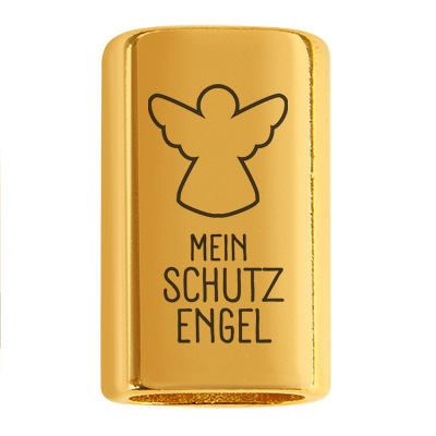Langes Zwischenstück mit Gravur "Mein Schutzengel", vergoldet, 22,0 x 13,0 mm, geeignet für 5 mm Segelseil 