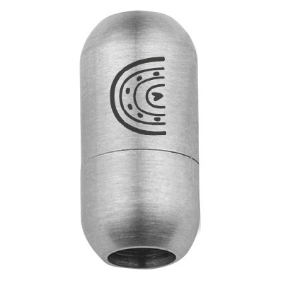 Fermoir magnétique en acier fin pour rubans de 5 mm, dimensions du fermoir 18,5 x 9 mm, motif arc-en-ciel, argenté 