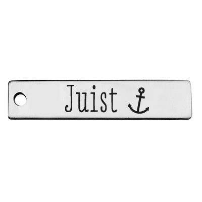 Stainless steel pendant, rectangle, 40 x 9 mm, motif: Juist, silver-coloured 