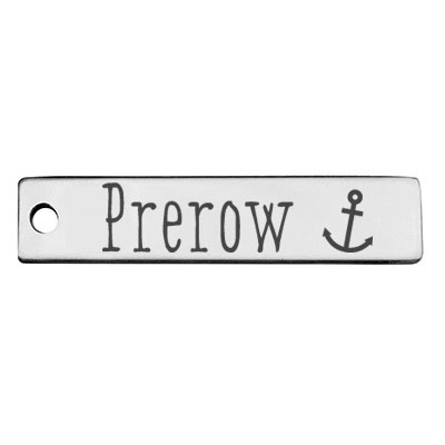 Stainless steel pendant, rectangle, 40 x 9 mm, motif: Prerow, silver-coloured 