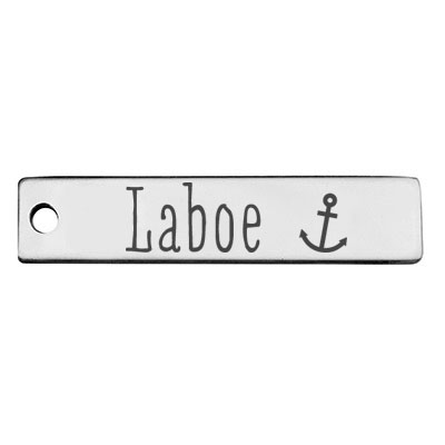 Stainless steel pendant, rectangle, 40 x 9 mm, motif: Laboe, silver-coloured 
