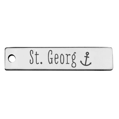 Stainless steel pendant, rectangle, 40 x 9 mm, motif: Hamburg St. Georg district, silver-coloured 
