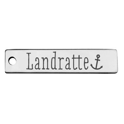 Stainless steel pendant, rectangle, 40 x 9 mm, motif: landlubber, silver-coloured 