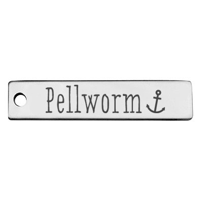 Stainless steel pendant, rectangle, 40 x 9 mm, motif: Pellworm, silver-coloured 