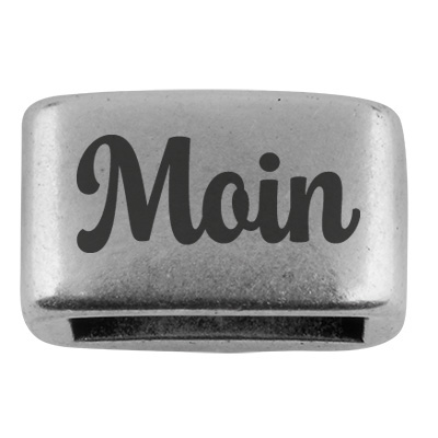 Spacer with engraving "Moin", 14 x 8.5 mm, silver-plated, suitable for 5 mm sail rope 