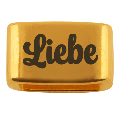 Intermediate piece with engraving "Love", 14 x 8.5 mm, gold-plated, suitable for 5 mm sail rope 
