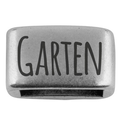Spacer with engraving "Garden", 14 x 8.5 mm, silver-plated, suitable for 5 mm sail rope 