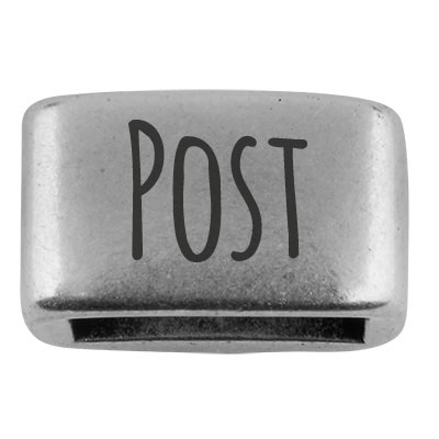 Zwischenstück mit Gravur "Post", 14 x 8,5 mm, versilbert, geeignet für 5 mm Segelseil 