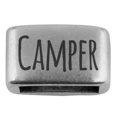 Zwischenstück mit Gravur "Camper", 14 x 8,5 mm, versilbert, geeignet für 5 mm Segelseil 
