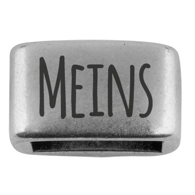 Zwischenstück mit Gravur "Meins", 14 x 8,5 mm, versilbert, geeignet für 5 mm Segelseil 