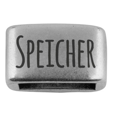 Spacer with engraving "Speicher", 14 x 8.5 mm, silver-plated, suitable for 5 mm sail rope 