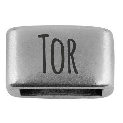 Afstandhouder met gravure "Tor", 14 x 8,5 mm, verzilverd, geschikt voor 5 mm zeiltouw 