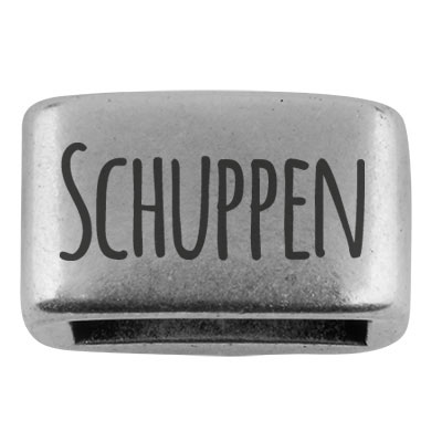 Zwischenstück mit Gravur "Schuppen", 14 x 8,5 mm, versilbert, geeignet für 5 mm Segelseil 