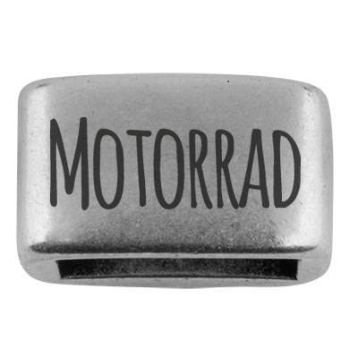 Spacer with engraving "Motorcycle", 14 x 8.5 mm, silver-plated, suitable for 5 mm sail rope 