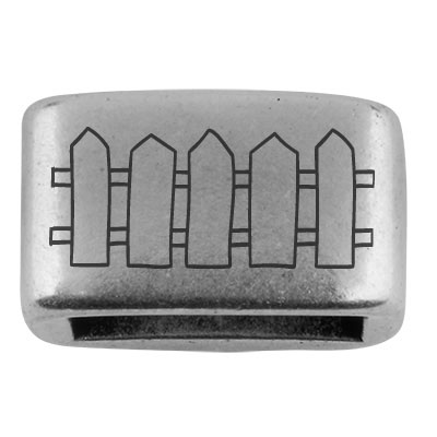 Zwischenstück mit Gravur "Zaun", 14 x 8,5 mm, versilbert, geeignet für 5 mm Segelseil 