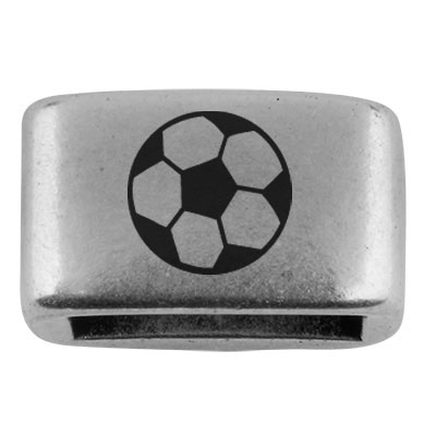 Spacer with engraving "Football", 14 x 8.5 mm, silver-plated, suitable for 5 mm sail rope 