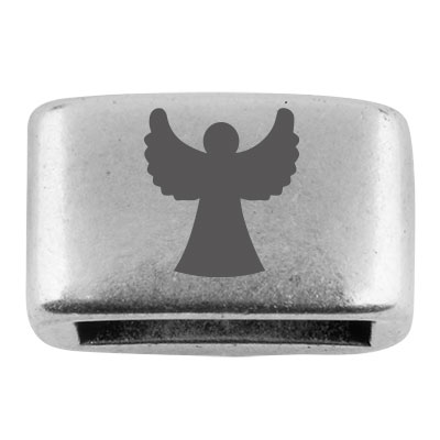 Intermediate piece with engraving "Guardian Angel ", 14 x 8.5 mm, silver-plated, suitable for 5 mm sail rope 