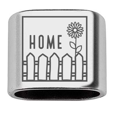 Intermediate piece with engraving "Home", 20 x 24 mm, silver-plated, suitable for 10 mm sail rope 