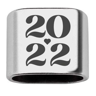 Zwischenstück mit Gravur "2022", 20 x 24 mm, versilbert, geeignet für 10 mm Segelseil 
