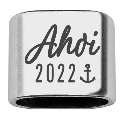 Zwischenstück mit Gravur "Ahoi 2022", 20 x 24 mm, versilbert, geeignet für 10 mm Segelseil 
