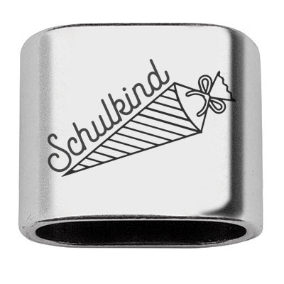 Intermediate piece with engraving "Schoolchild", 20 x 24 mm, silver-plated, suitable for 10 mm sail rope 