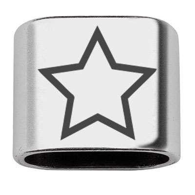 Intermediate piece with engraving "Star", 20 x 24 mm, silver-plated, suitable for 10 mm sail rope 
